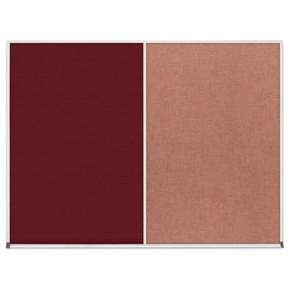 United Visual Products Triple Door Radius Corkboard, 72"x36", Sat, UV7005RC-SATIN-MEDGRY UV7005RC-SATIN-MEDGRY - main